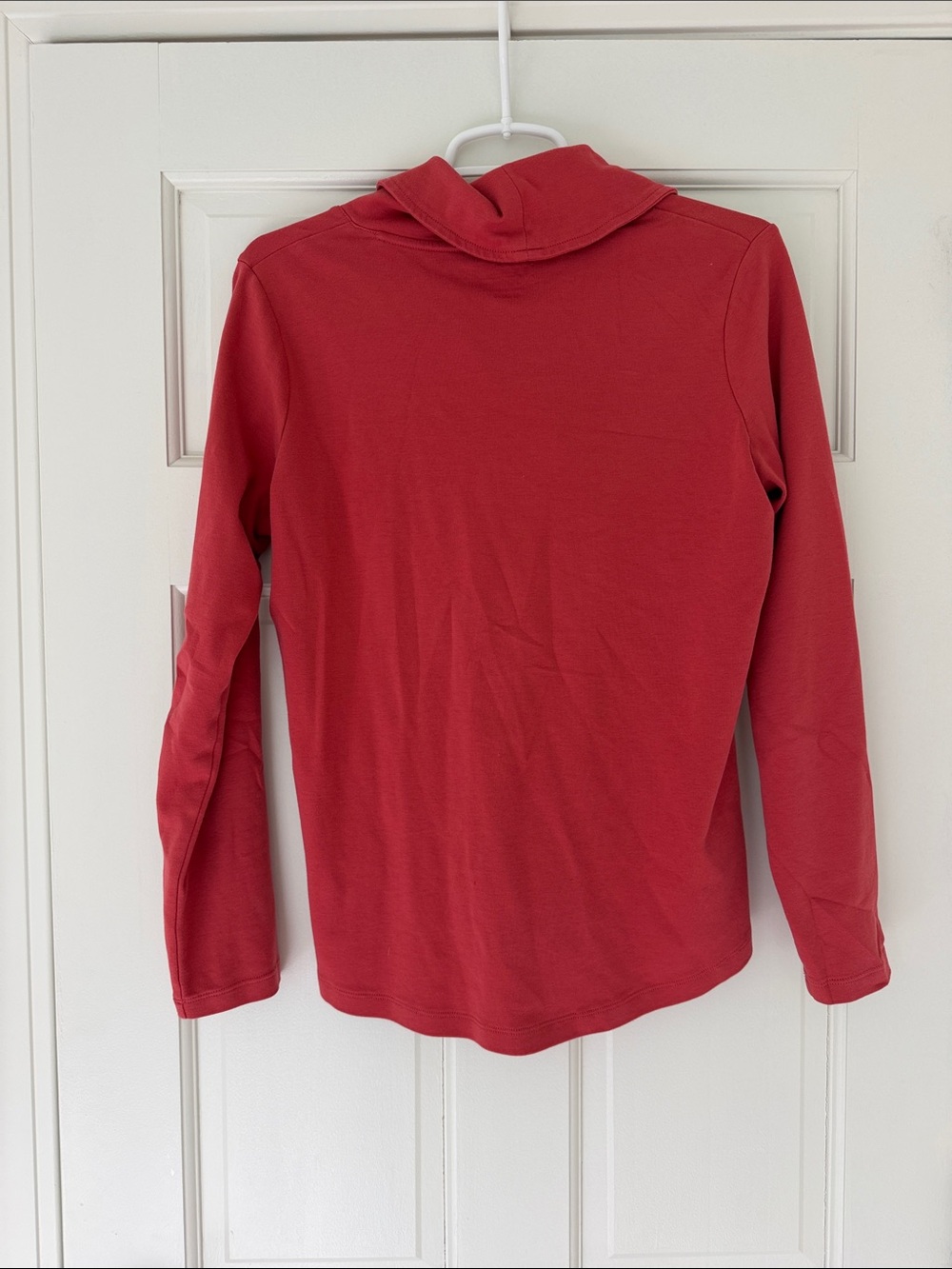 L.L.BEAN top size M orange longsleeve cotton pullover shirt - Picture 2 of 4